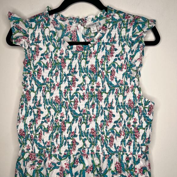 J. Crew Floral Flutter Sleeve Smock Mini Dress Size L - Picture 4 of 9